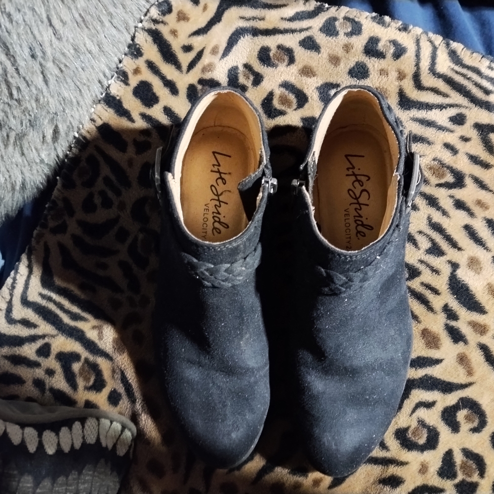 Life Stride Black Ankle Booties with Suede Finish